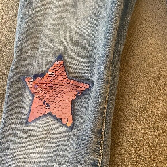 GAP super Skinny Ankle Jeans/Jeggings Sequin Stars size 7 girls *slim* - Picture 4 of 15